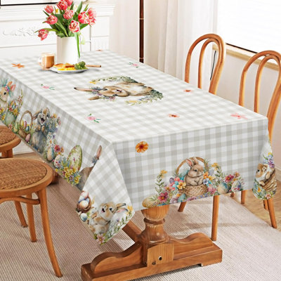 Nappe de Pâques, nappe de printemps, décorations de Pâques pour la maison, nappe rectangulaire résistante à l'eau pour la fête, table, extérieur