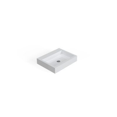 Badeloft 23.6" x 18.8" Rectangular Stone Resin Vessel Bathroom Sink WB-05-M-G in Glossy White