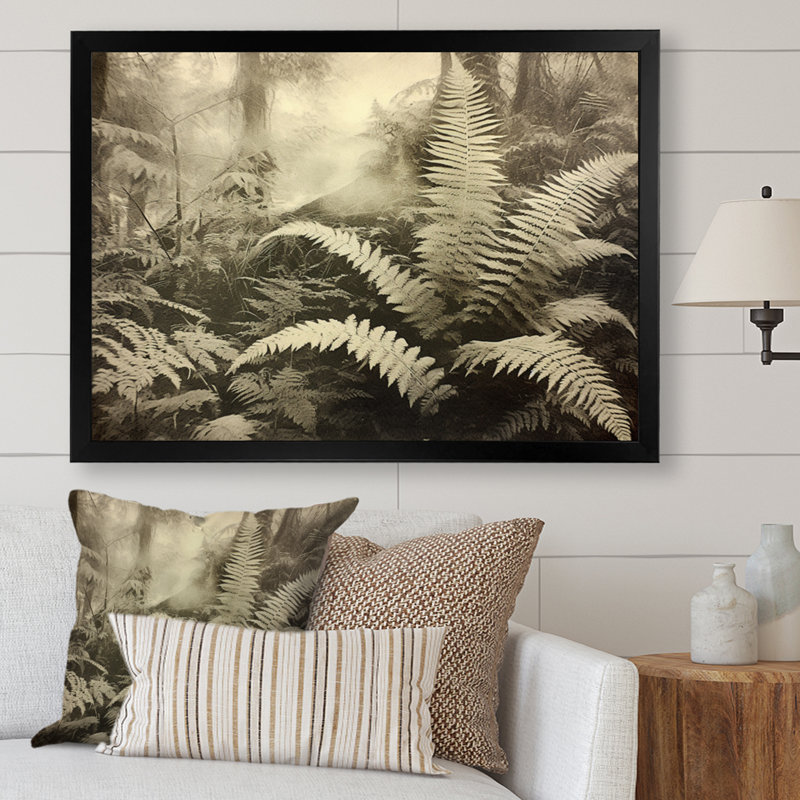 Green Fern Scenery V sur toile, H 30 po x l 40 po x P 1 po, Cadre simple noir