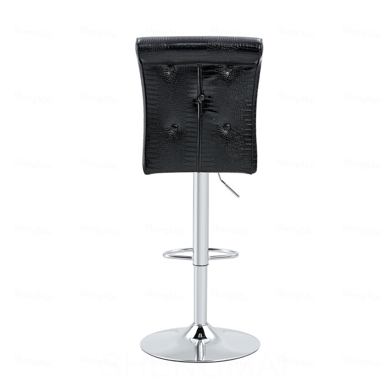 Ensemble de 2 tables de bar modernes en verre et tabourets de bar réglables, table de pub contemporaine à hauteur de comptoir avec pieds chromés, chaises de bar pivotantes en cuir de polyuréthane noir pour îlot de cuisine, bar personnel, petit espace