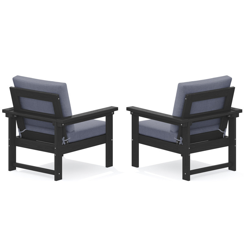 HDPE 2-Person Conversation Set, Gray, Black