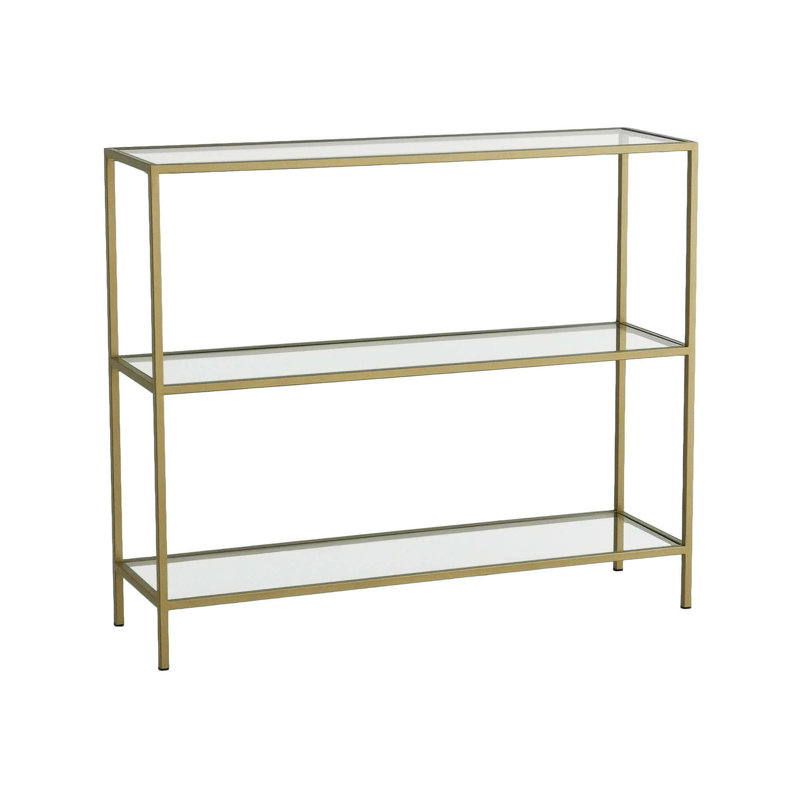 Aariyana 100cm W Glass Shelving Unit, Clear/Gold