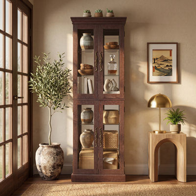 Vitrine éclairée en chêne cerisier