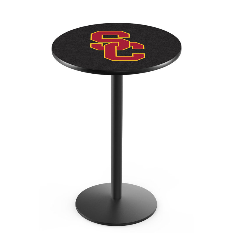 Round Metal Base Dining Table, Black Wrinkle, University of Southern California