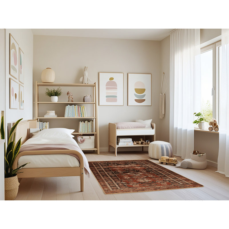 Tapis brun turc lavable à la machine, Rectangulaire 3 pi x 5 pi