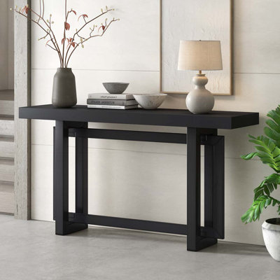 Console de 59,1 po de long avec plateau en bois, table d'entrée très longue pour le vestibule, le couloir et le salon