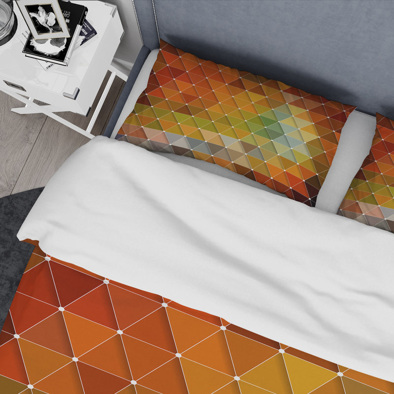 Ensemble de housse de couette à géométrie triangulaire designart, Housse de couette très grand + 2 taies décoratives