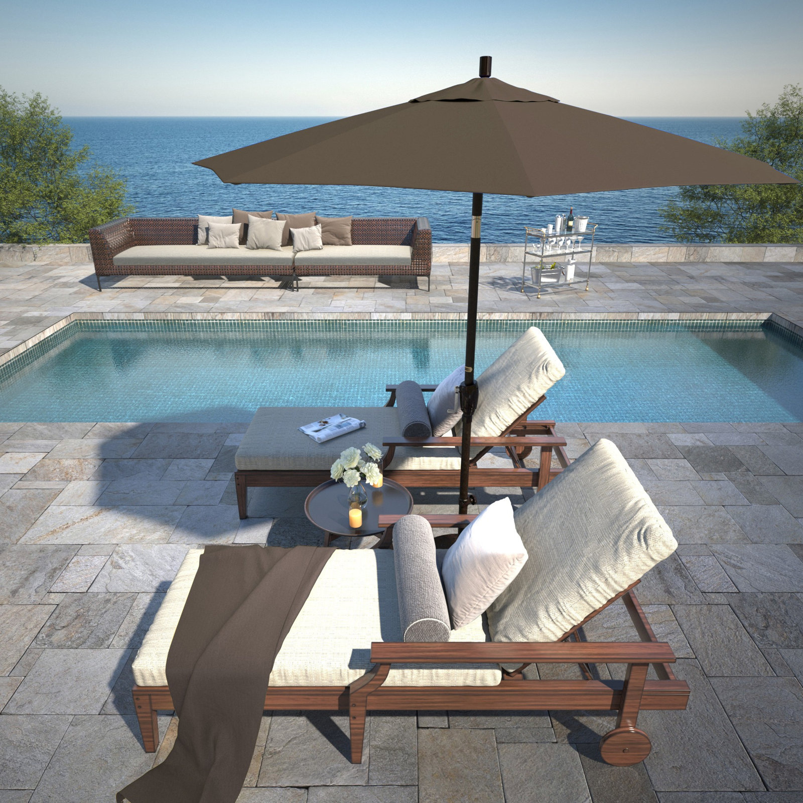 Lexia 7.5' Sunbrella® Umbrella, Cocoa, Bronze