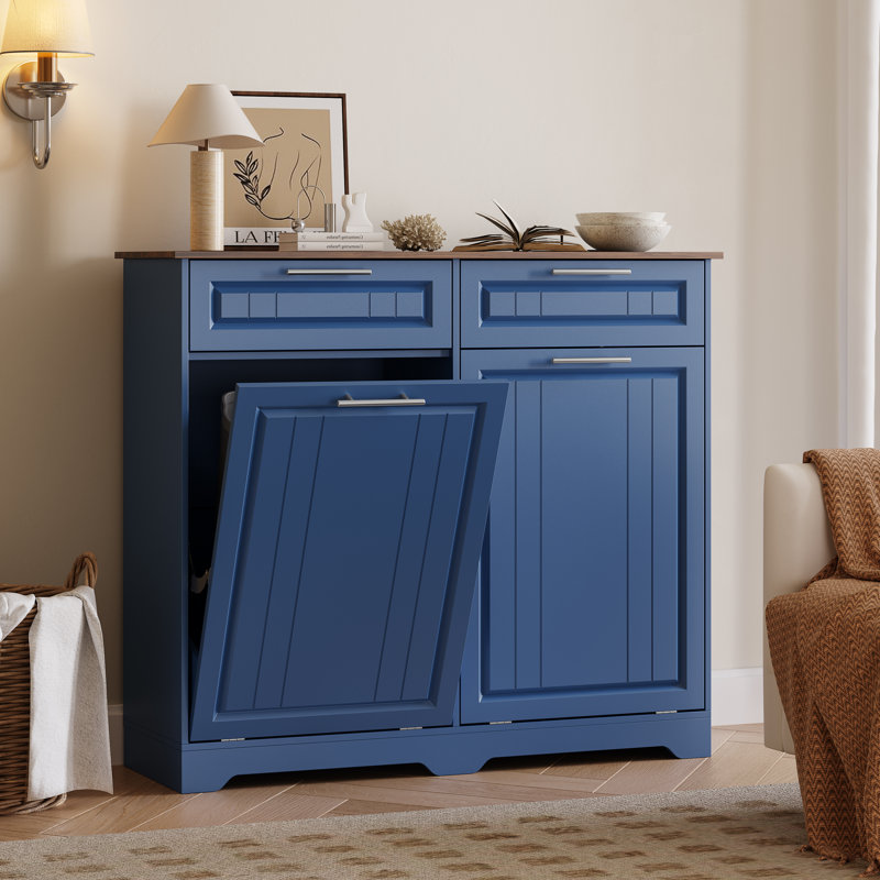 Armoire à poubelle à bascule de 20 gallons avec fonction désodorisante, 20 gallons, Bleu