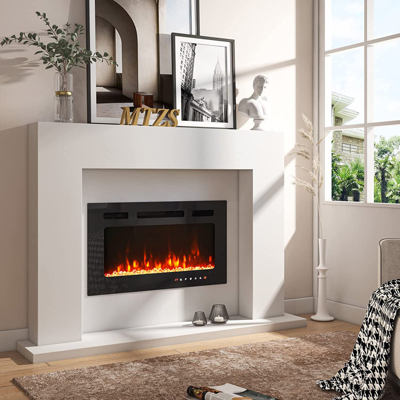 Aakifa Symple Stuff Black Electric Fireplace with 5000 BTU, 43.2cm H x 76.2cm W x 10.5cm D