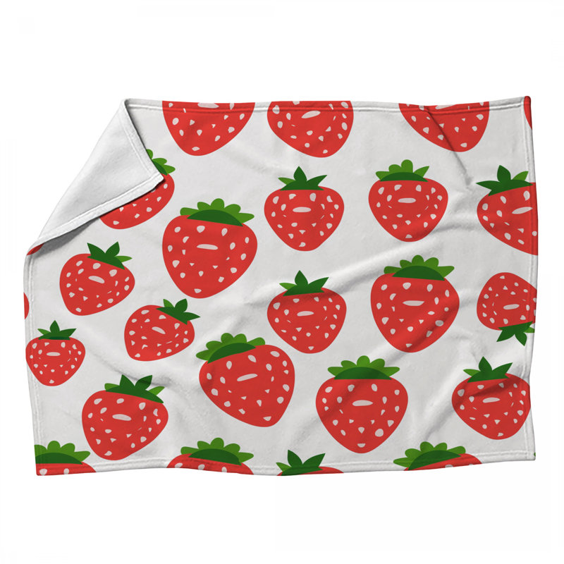 Jeté en molleton Strawberry - Jeté de fruits pour canapés ou lits, L 80 po x l 60 po