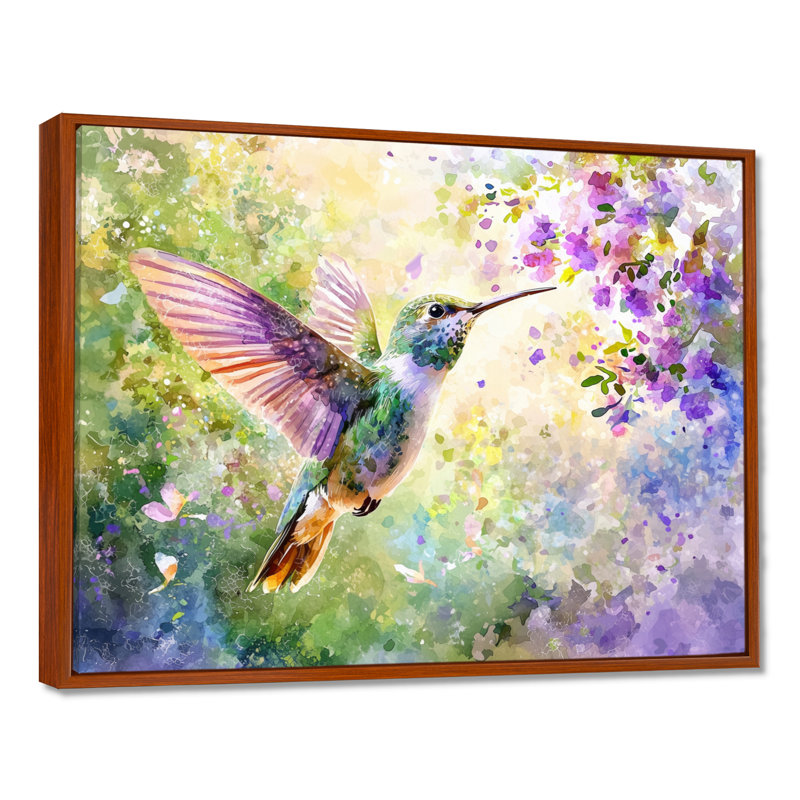 Colibris Curious Meadows II - Colibri, salon d'art mural, H 16 po x l 32 po, Brun