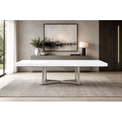 Maximo White Silver Dining Table (High Gloss)