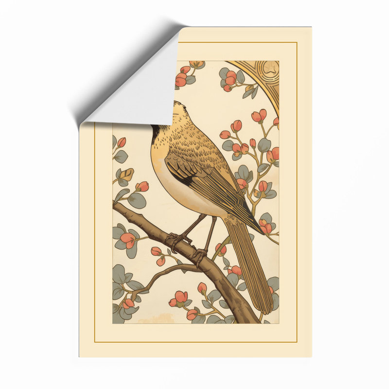 Bird On Branch Botanical - Print, Unframed, A2 - 59.4 x 42.0 cm