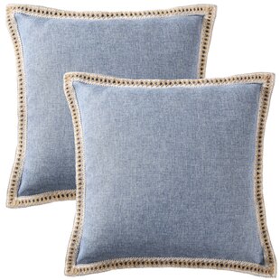 Blue 20x20 Square Laundered Linen Decorative Throw Pillow Cover + Reviews
