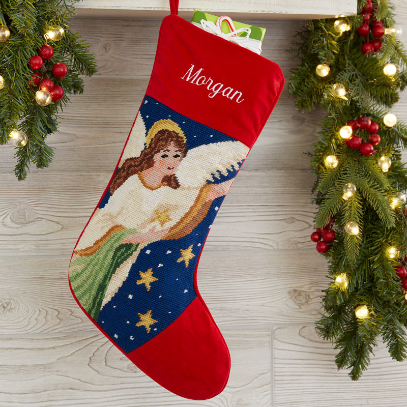 Angel Personalized Needlepoint Stocking, Yes