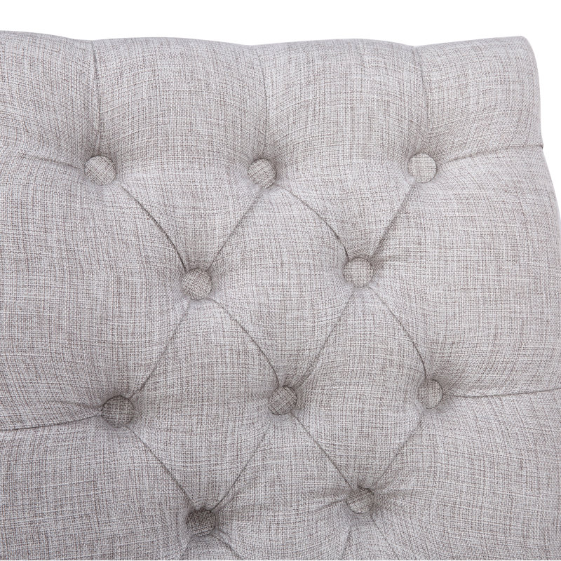 Chaise d'appoint rembourrée en lin capitonné Wren, Gris pâle, 2
