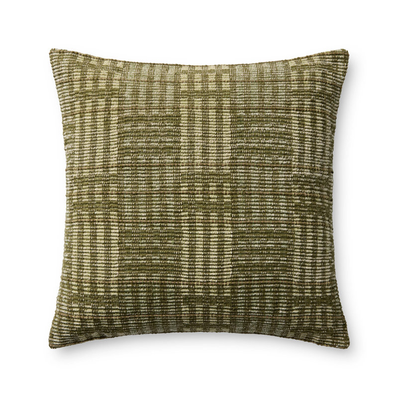 Chris Loves Julia x Loloi Vinnie Accent Pillow, Polyester, Green, Square 22"