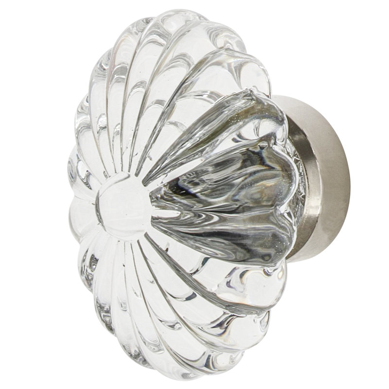 Oval Fluted Crystal 1 3/4" Cabinet Knob, Polished Nickel