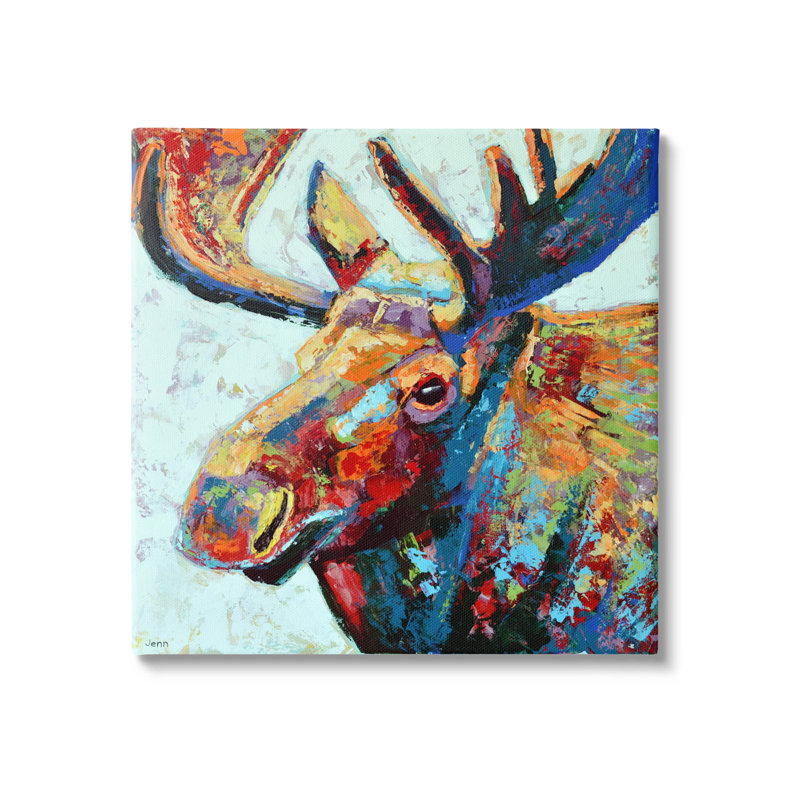 «Moose Portrait Modern Composition» par Jen Seeley, H 17 po x l 17 po x P 1,5 po