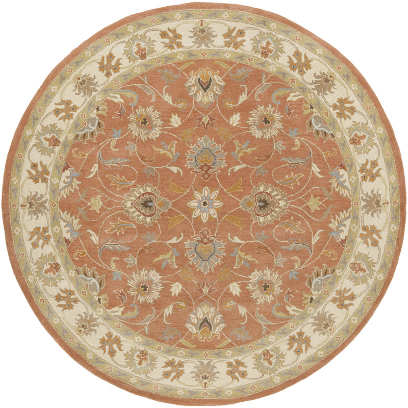 Tapis orange en laine touffeté à la main Arden, Rond 9 pi 9 po