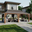 Pavillon de jardin d'extérieur à toit rigide en acier à 2 niveaux de 22 pi x l 12 pi avec protection totale en filet