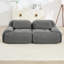 Velours côtelé gris de 82 po avec séparation, courbé, à conception coulissante, pour installation audiovisuelle modulaire, structure, coussins à haute résilience, ambiance