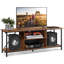 Meuble télé 55 po Nectaria pour téléviseur de 65 po avec tablettes ouvertes, console de télévision industrielle avec tablette de rangement réglable, centre de divertissement avec cadre robuste pour le salon et la chambre à coucher -1892588663