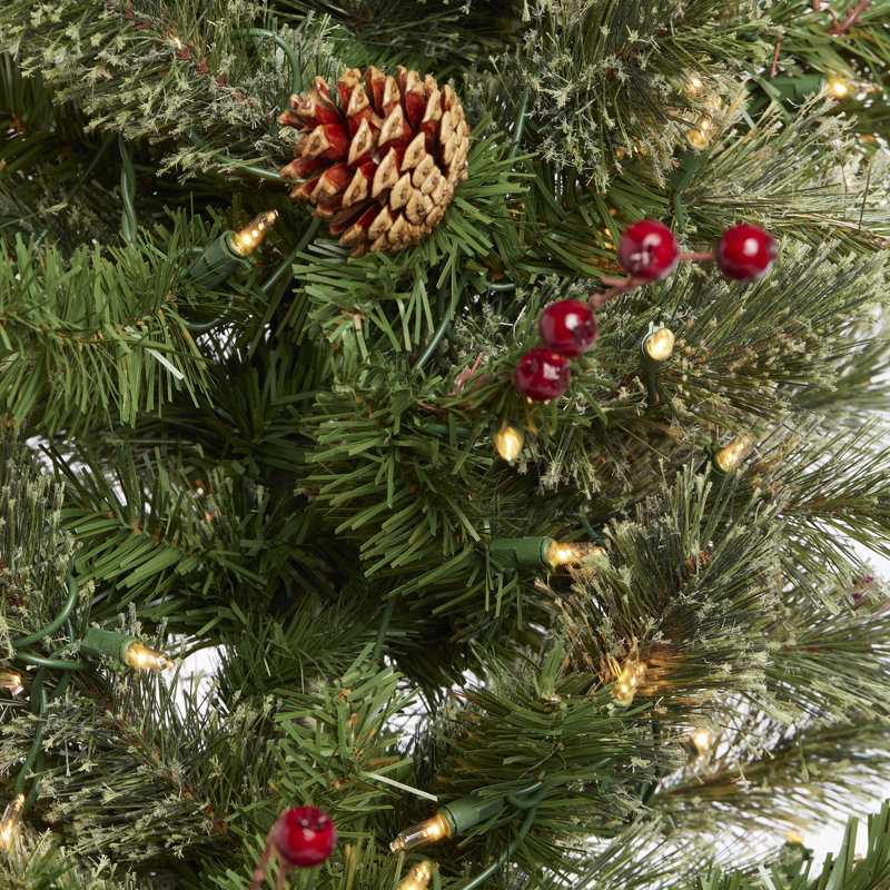 Home Heritage 9 Foot Pre-Lit Artificial Stanley Pencil Christmas Tree With Stand