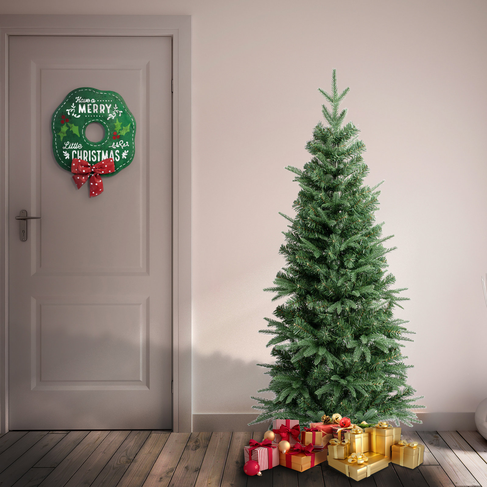 Slim Pre-Lit Fir Tree, 4.5', Unlit