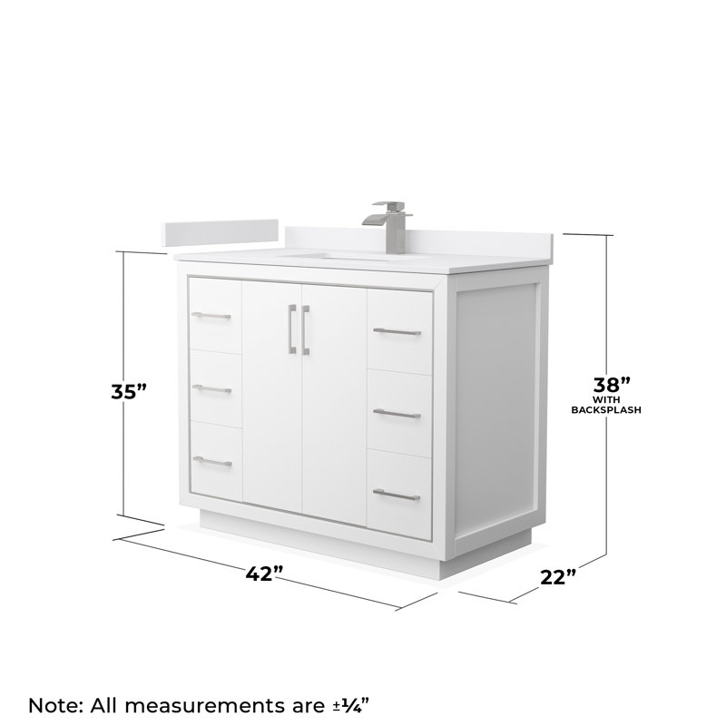 Icon 42'' W Single Vanity, Dark Gray, Carrara, Matte Black