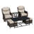 Adcox 2-Person Outdoor Rattan Patio Furniture Set with Swivel Chairs,Ottomans,Tables and Beige Cushions-979609648