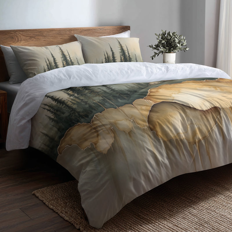 Amber Forest Hamlet Bedding Set of 3 - Woodland Duvet Cover, Twin Duvet Cover + 2 Standard Shams