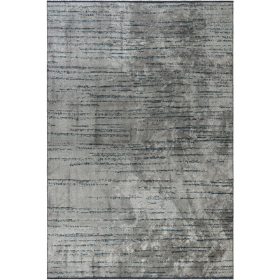 Tapis gris abstrait en coton tissé à plat