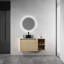Meuble-lavabo mural 42 po avec lavabo d'art en céramique et 1 tablette de rangement, 2 portes à fermeture douce, emballage KD, contreplaqué