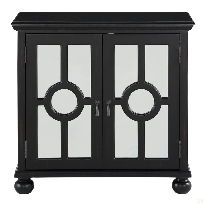 Armoire de rangement classique classique 1Pc avec accoudoirs et portes à miroir avec poignées en bois, Noir antique