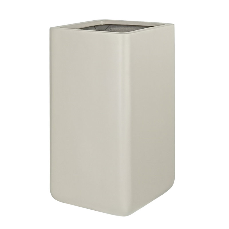 Kute Nest Elio Zen Column Fiberstone Planter - Ethereal Mood - H25", Taupe, 25'' H x 14'' W x 14'' D