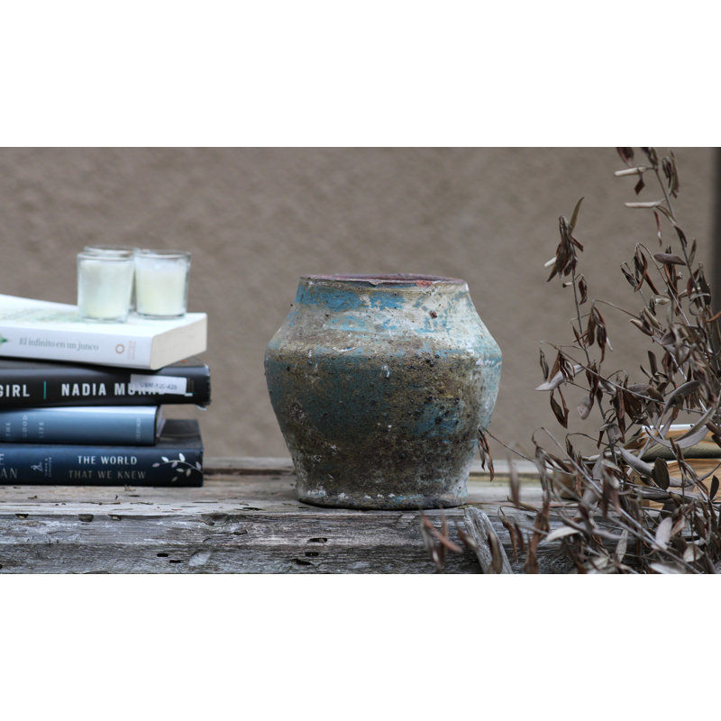 Pot en grès façonné à la main, style toscan - Couleurs assorties (16,5 cm L x 20 cm H) - Petit pot en grès - Usage intérieur et extérieur