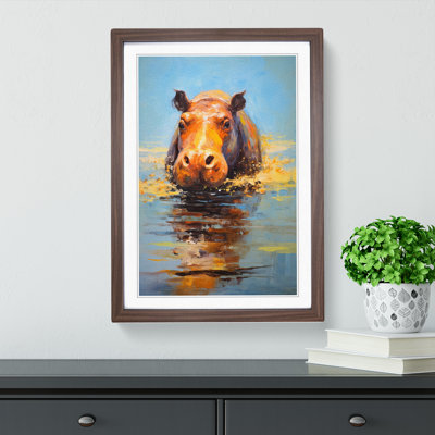 Hippo Impressionism - Framed Print
