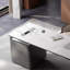 Bureau blanc + gris foncé fritté rectangulaire + bois manufacturé + bureau en acier inoxydable avec 3 tiroirs-109242721