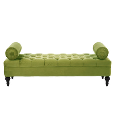 Modern Tufted Velvet End of Bed Bench, Green