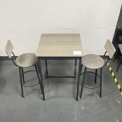 Bar Table Set With 2 Bar Stools PU Soft Seat With Backrest, 23.62" W X 23.62" D X 35.43" H