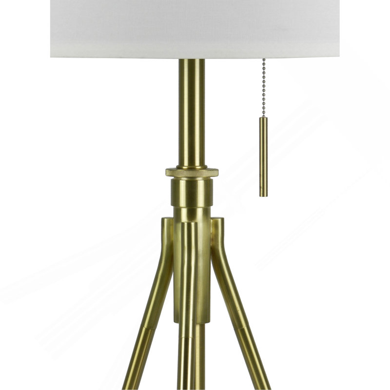 Lampe de table à trépied réglable 32-37 "H, Or brossé
