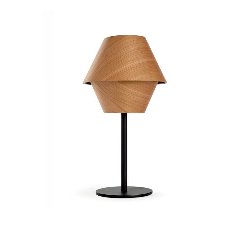 Hotel Table Lamp, Natural Cherry, Matte Black, Dimmable