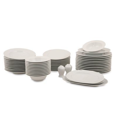 Eugene Porcelain China Dinnerware Set 53 Piece - Service for 12