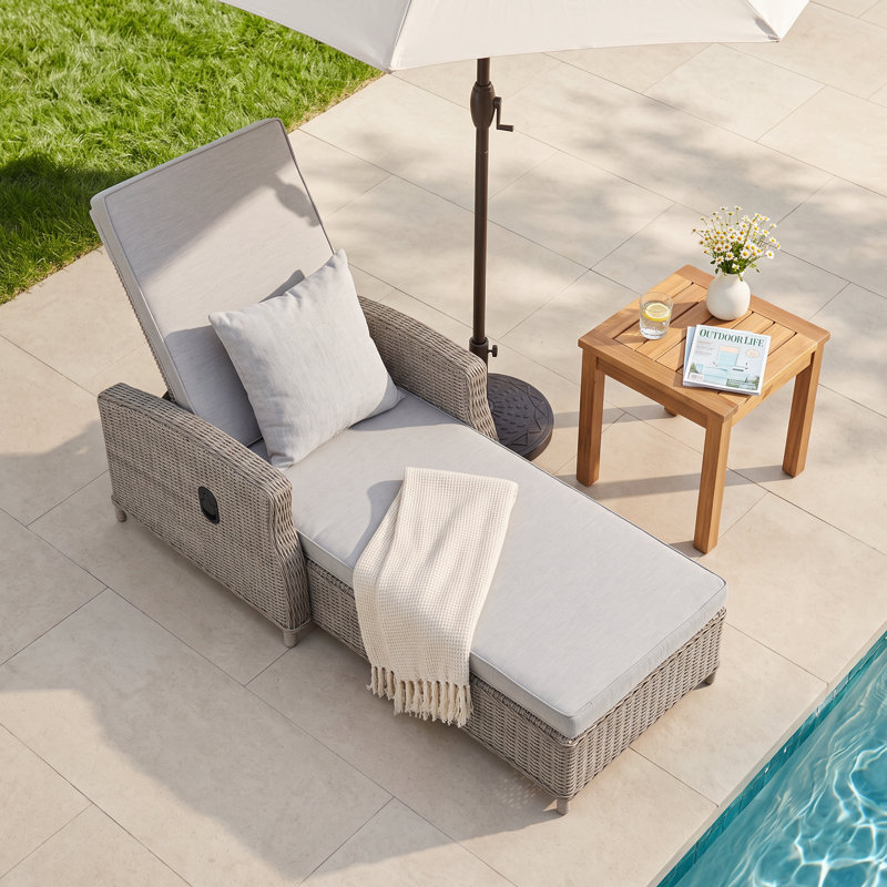 Alyeska Aluminum Outdoor Chaise Lounge with  Air Pump, Adjustable Reclining Back & Sunbrella/Olefin Cushions, Gray