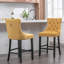 Tabourets de bar contemporains rembourrés en velours avec décoration capitonnée à boutons et pieds en bois