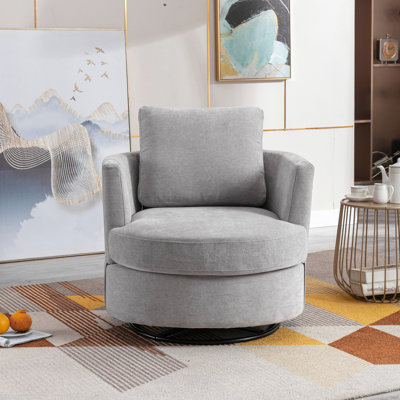 Yelina Polyester Slipcovered Swivel Barrel Chair