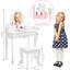 Ensemble de coiffeuse maquillage avec miroir et tabouret Table de maquillage en bois pour filles de 4 à 9 ans-1345805928