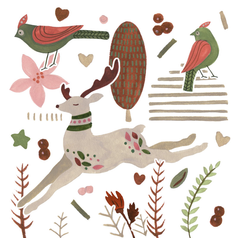 Reindeer Wishes I by Melissa Wang - Wrapped Canvas Print, 30cm H x 30cm W x 3.8cm D